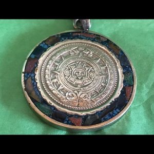 Aztec Solar Calendar pendant in sterling silver